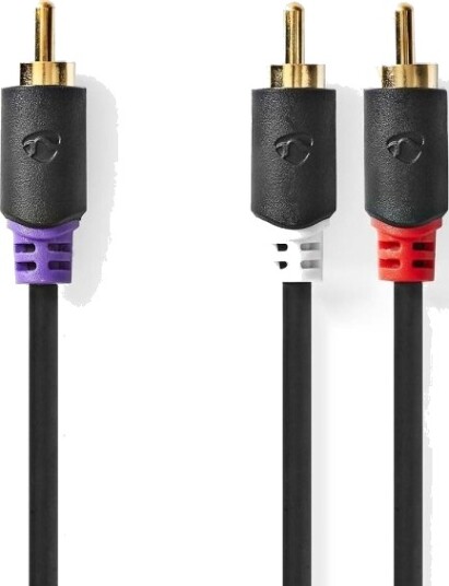 Nedis subwoofer Cable | RCA Han | 2x RCA Han | Gull belagt | 3.00 m | Rund | 4.0 mm | Antrasitt | Boks
