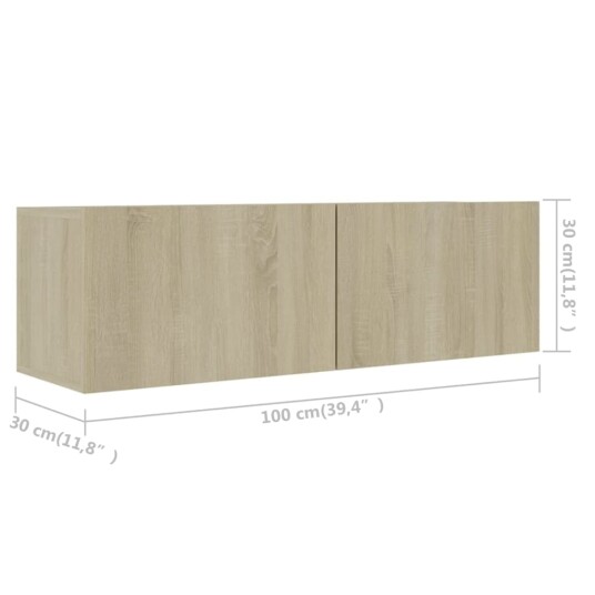 vidaXL TV-benksett 3 deler sonoma eik sponplate vidaXL TV-benksett 3 deler sonoma eik sponplate