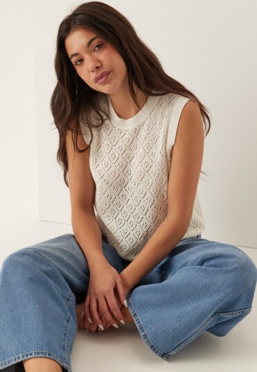 Only Onlsunny Sl Pointelle Top Knt