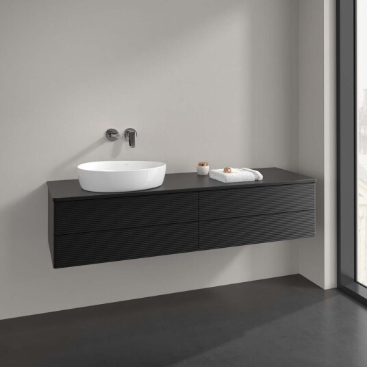 Villeroy & Boch  Antao Servantskap med 4 skuffer 160x50x36 cm m/lys Sort Matt