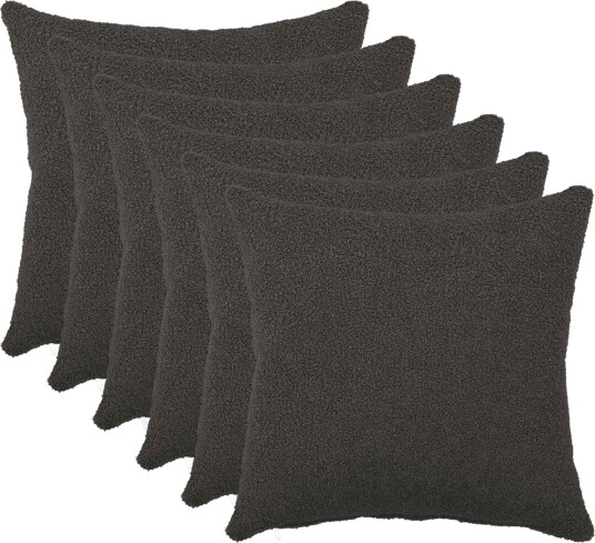 vidaXL Putetrekk 6 pcs HEERLEN Mørkegrå 50 x 50 cm Bouclé