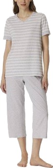 Schiesser Women Three Quarter Pyjamas Hvit/Grå bomull 50 Dame