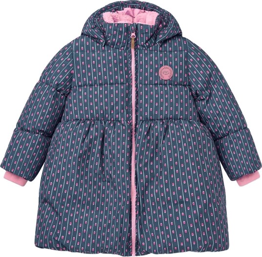 Copenhagen Colors Puffer Long Frill Jacket W. Teddy Lining   NAVY FLOWER AOP   146