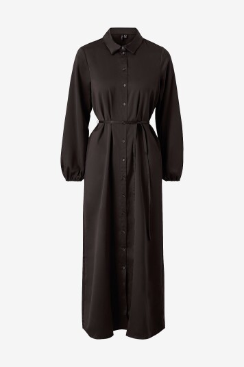 Vero Moda   Maxikjole vmMerle L/S Calf Shirt Dress Wvn   Svart