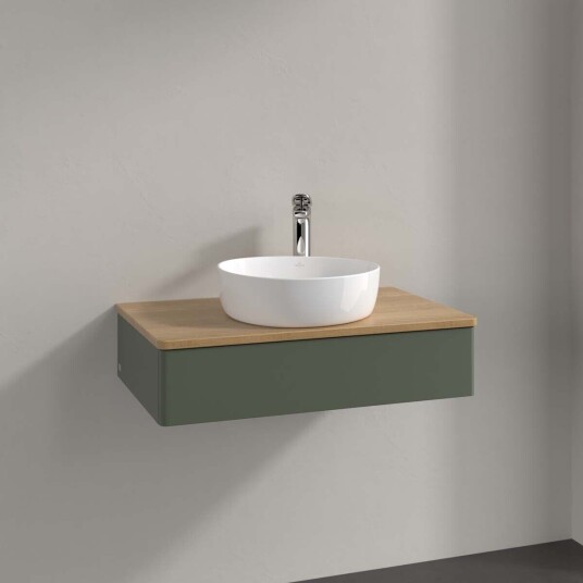 Villeroy & Boch Antao Servantskap med 1 skuff 80x50x19 cm u/lys Grønn Matt/Eik