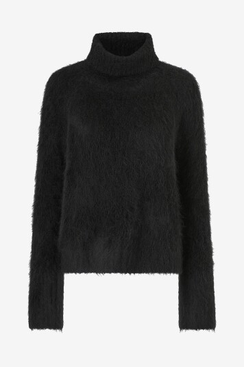 byTimo Pullover Hairy Knit Turtleneck Sweater Svart byTimo Pullover Hairy Knit Turtleneck Sweater Svart
