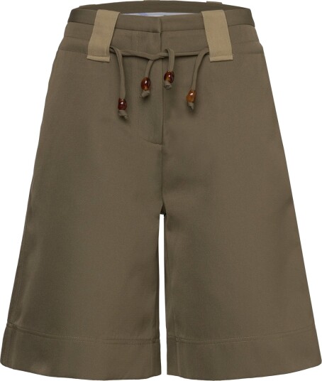 Ganni Heavy Twill Wide Shorts Khaki green 32