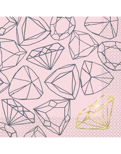 16 stk Rosa Servietter Diamantmønster 33x33 cm Bride Party