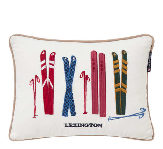Lexington Home Skis And Poles Organic Cotton Velvet 40X30 Pillow - White - 30X40