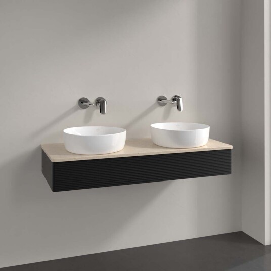 Villeroy & Boch  Antao Servantskap med 1 skuff 120x50x19 cm m/lys Sort Matt/Crème