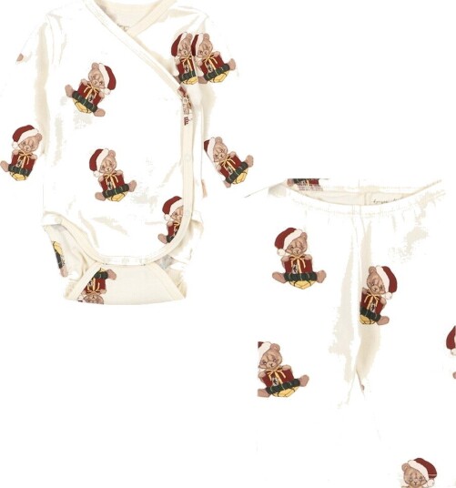 Konges Sløjd Sett   Bukser/Omslagsbody I/e   Teddy Bear   Konges Sløjd   50/56   Langermet Body Beige Hvit Rød   50 56