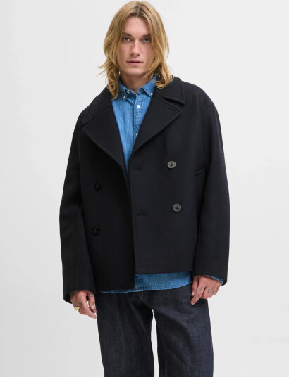 Jack & Jones Jprbluasher Wool Blend Peacoat - Black - L Jack & Jones Jprbluasher Wool Blend Peacoat - Black - L