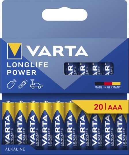 Varta Longlife Power AAA Alkaline Batteri 20-pakning