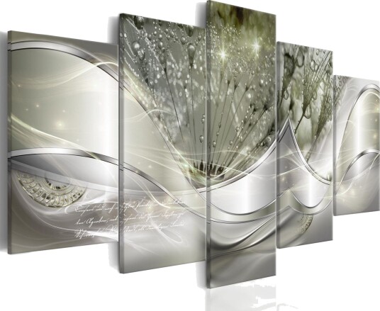 Bilde Sparkling Dandelions 5 Parts Green Wide 100x50 Artgeist sp. z o. o.