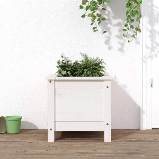 Hageplantekasse hvit 40x40x39 cm heltre furu