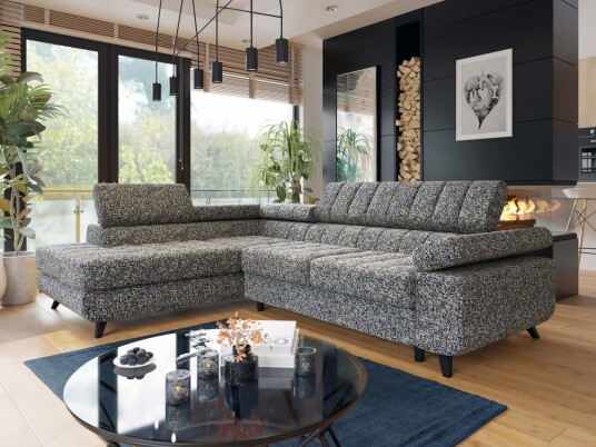 Amshyttan Sovesofa med sjeselong 4 seter   Blå