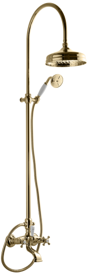 Tapwell XCOL022 Takdusj Classic - Med to greps blandebatteri for badekar-Oksiderende Messing