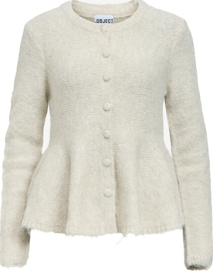 Object Saggia Peplum Knitted Cardigan Hvit XS