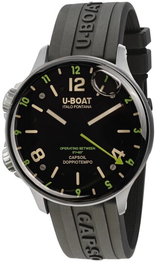 U Boat Herreklokke 8838/A Capsoil Sort/Gummi Ø45 mm