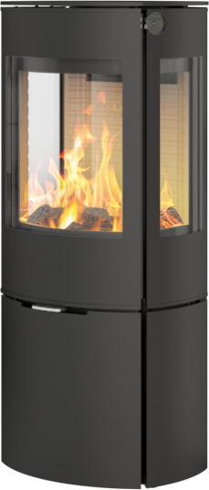 Rais Caro 110 svart vedovn med sideglass og ståldør Rais Caro 110 svart vedovn med sideglass og ståldør