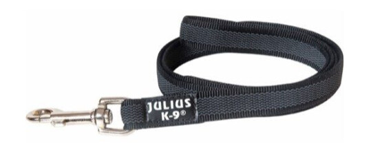 Julius K9 Gummiert Hundekobbel 14mm med Håndtak - Grå-Svart
