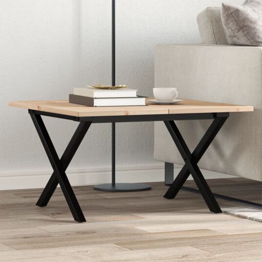 Salongbord X-ramme 70x70x40 cm heltre furu og støpejern 3282683