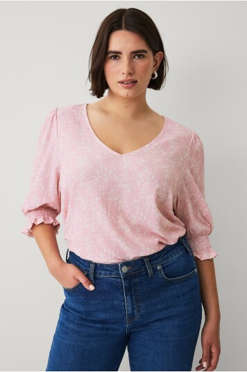 Ellos Plus Collection Topp med bobleermer Rosa Ellos Plus Collection Topp med bobleermer Rosa