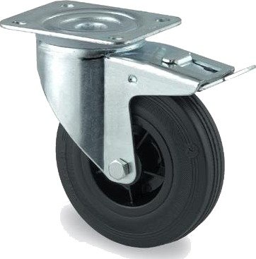 Tente 3377PVR100P62 Leddhjul gummi, brems, plate 105 x 85 mm 100 mm, Garasjeinnredning & oppbevaring