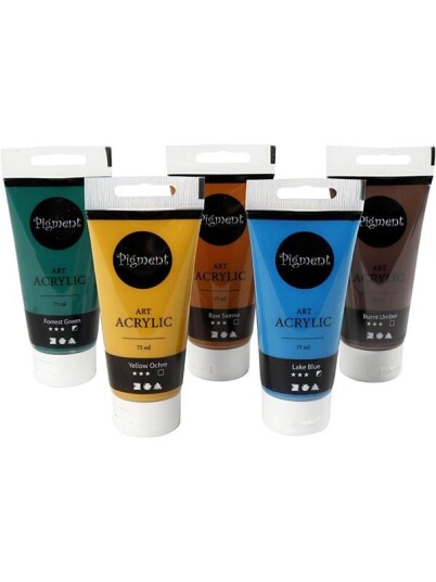 Creativ Company Pigment Art Acrylic Paint Natural Colors 5x75ml Creativ Company Pigment Art Acrylic Paint Natural Colors 5x75ml
