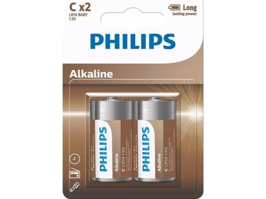 Philips Tech C / LR14 Alkaliske Batterier 2 stk Philips Tech C / LR14 Alkaliske Batterier 2 stk