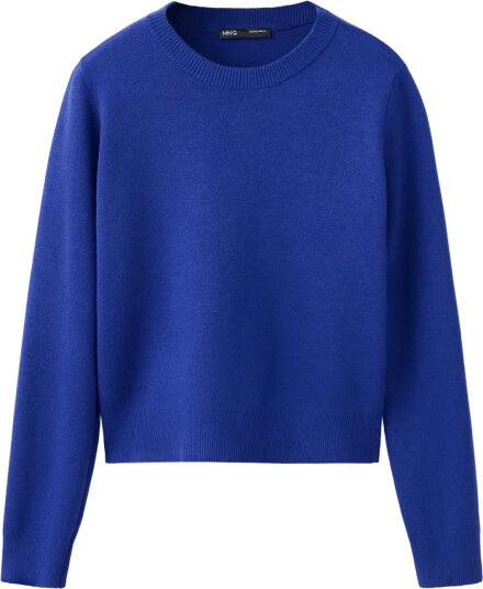 Mango Fine Knit Crew Neck Sweater Blue XL