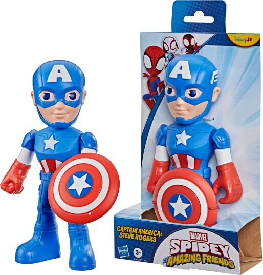 Marvel Captain America Figur 22,5 cm fra Spidey og Hans Fantastiske Venner Marvel Captain America Figur 22,5 cm fra Spidey og Hans Fantastiske Venner