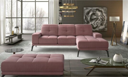 Hjørnesofa Eltap Torrense 265x175x98 cm Mat Velvet 63 Rosa Høyre
