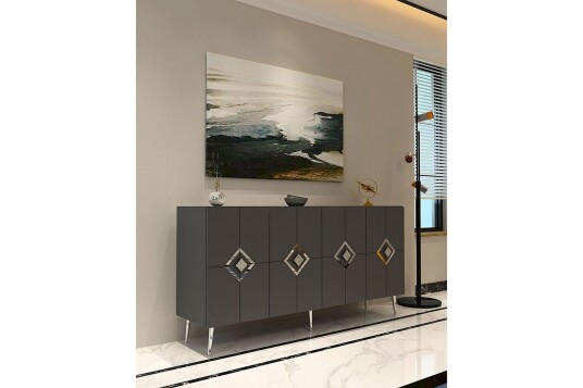 Cleryn Konsollbord 150 cm Antrasitt/Sølv