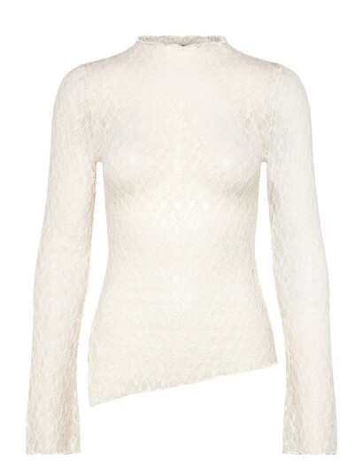 Gina Tricot Asymmetric Lace Top   Cream   XS