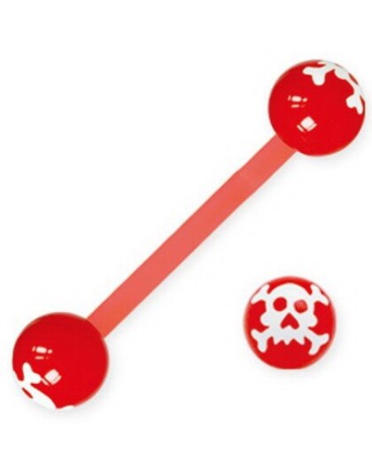 Crazy Skull Red Tungepiercing