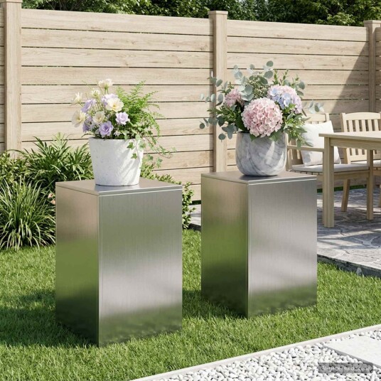 vidaXL Planteholder 2 pcs Sølv 40 x 40 x 60 cm Rustfritt stål