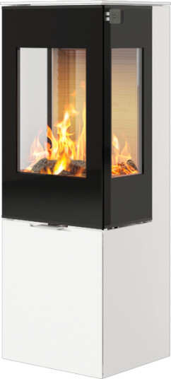 Rais Nexo 120 hvit vedovn med sideglass og glassdør
