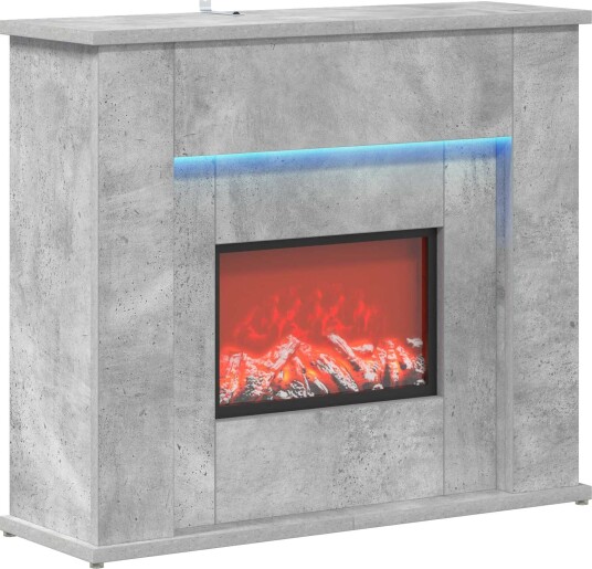 vidaXL Peis med LED stripe Betong 63 x 20 x 54,5 cm Konstruert tre