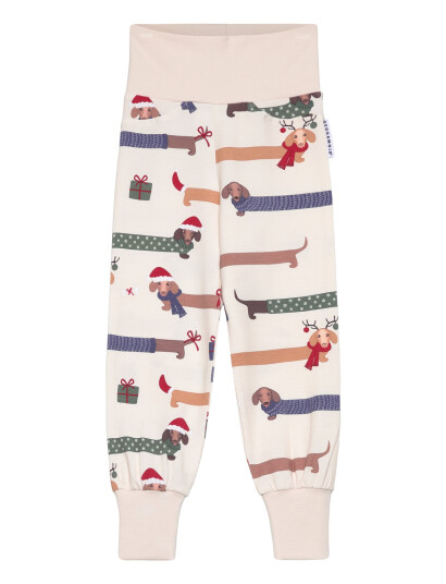 Geggamoja Bamboo Baby Pants Santa Dogs   White   86/92