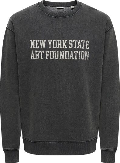 ONLY & SONS Onscreative College Rlx Wash Crew Sweat Black XL