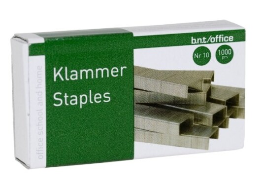Hæfteklammer Bnt/Office Nr.10 Op T/10Ark Galvan. 1000Stk/Pak 5 Stk.