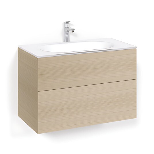 Macro Design Crown Plain/push-open Servantskap 2-skuff - med Glasservant Eik / 80cm Glass Edge Hvit Macro Design Crown Plain/push-open Servantskap 2-skuff - med Glasservant Eik / 80cm Glass Edge Hvit