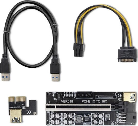 Qoltec Ver. 018 PCI-E 1x-16x riserkabel USB 3.0 Stabil ved høy temperatur