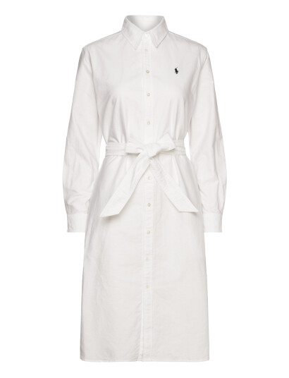 Polo Ralph Lauren Belted Cotton Oxford Shirtdress - White - 34