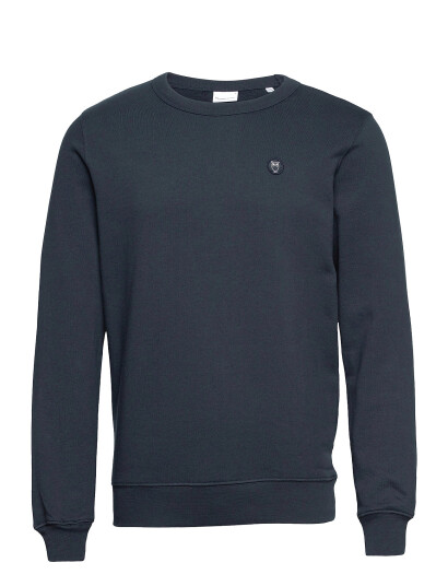 Knowledge Cotton Apparel Erik Basic Badge Sweat - Gots/Vegan - Blue - M