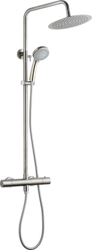 Dusjsett komplett med termostat og Ø250 mm dusjhode i børstet stål Dusjsett komplett med termostat og Ø250 mm dusjhode i børstet stål