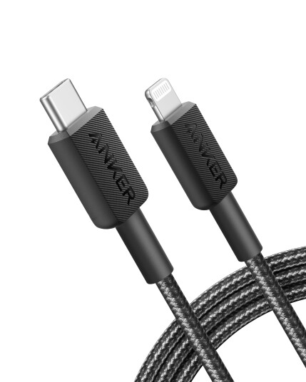 Anker 322 USB-C til Lightning Kabel 0,9m Nylon Svart Anker 322 USB-C til Lightning Kabel 0,9m Nylon Svart