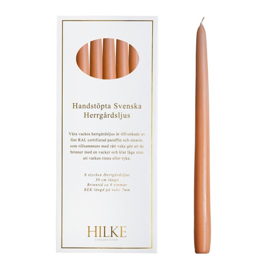 Hilke   Herregårdslys 30 cm 6 stk aprikos