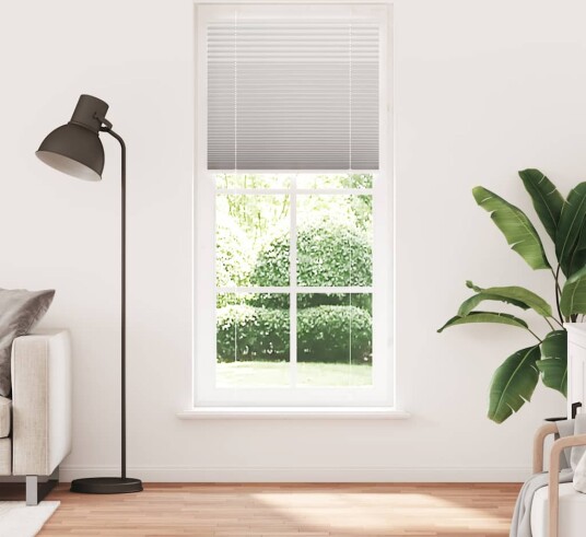plisségardin lys grå 85x200 cm Stoff Bredde 84,4 Polyester